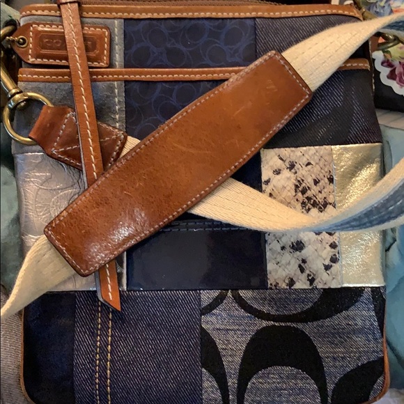 Coach Patchwork Denims/Metallics/Suede Crossbody Bag - Picture 4 of 9